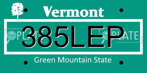 385LEP Vermont License Plate