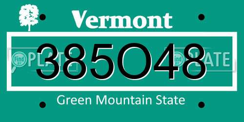 385O48 Vermont License Plate
