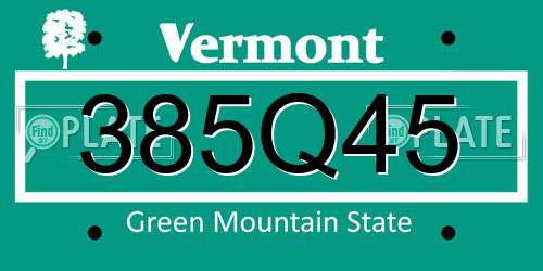 385Q45 Vermont License Plate