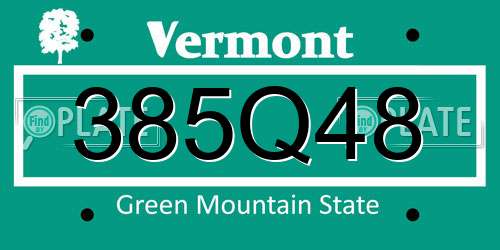 385Q48 Vermont License Plate