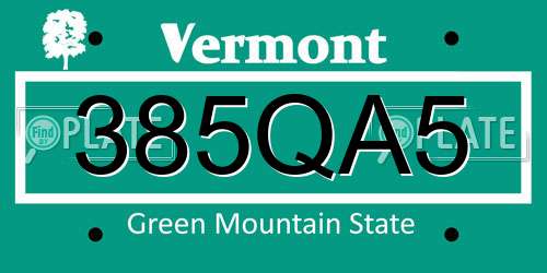 385QA5 Vermont License Plate