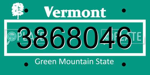 3868046 Vermont License Plate