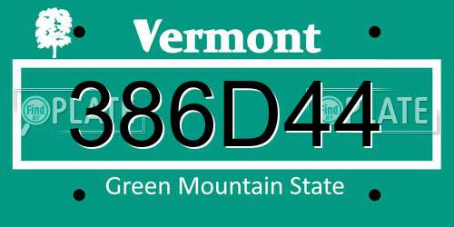 386D44 Vermont License Plate