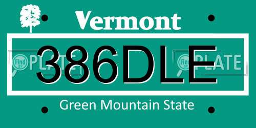 386DLE Vermont License Plate
