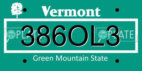 386OL3 Vermont License Plate