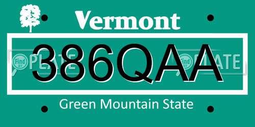 386QAA Vermont License Plate