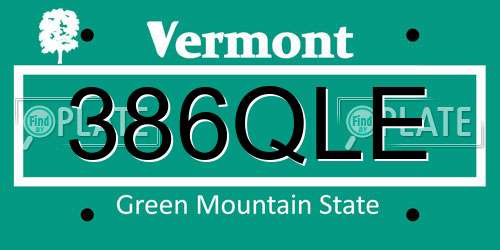 386QLE Vermont License Plate