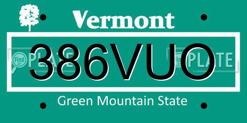 386VUO Vermont License Plate