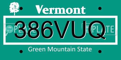 386VUQ Vermont License Plate