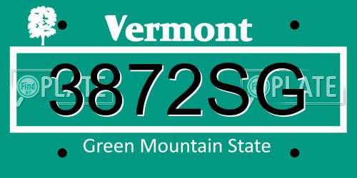 3872SG Vermont License Plate