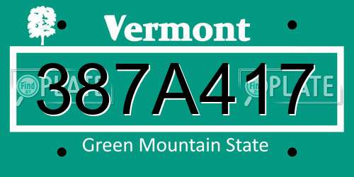 387A417 Vermont License Plate