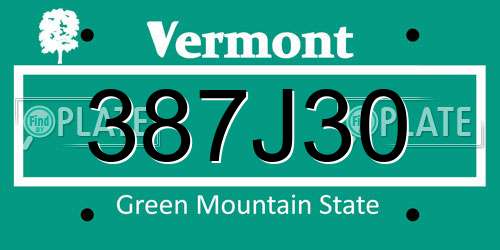 387J30 Vermont License Plate