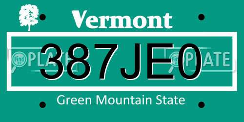 387JE0 Vermont License Plate