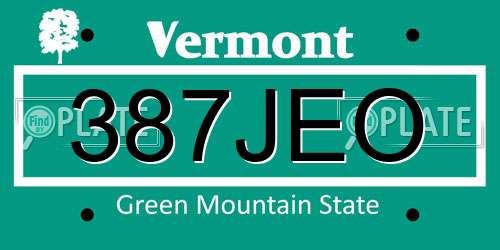 387JEO Vermont License Plate