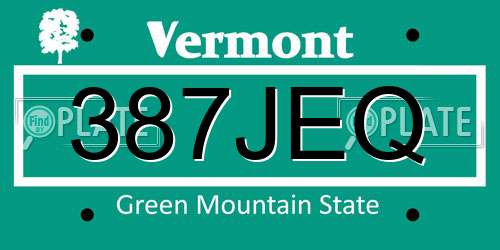 387JEQ Vermont License Plate