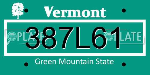 387L61 Vermont License Plate