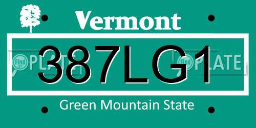 387LG1 Vermont License Plate