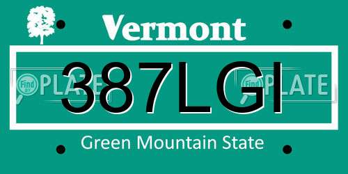 387LGI Vermont License Plate
