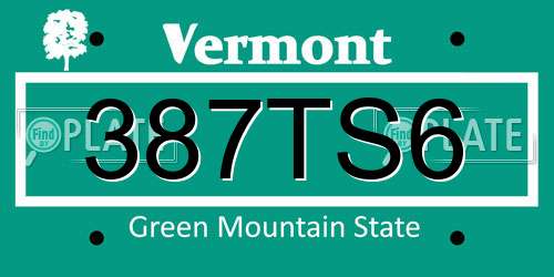 387TS6 Vermont License Plate