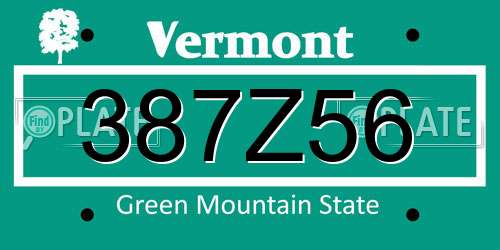 387Z56 Vermont License Plate