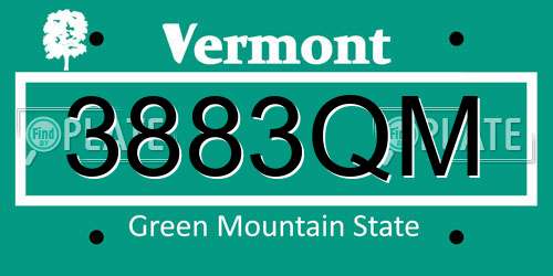 3883QM Vermont License Plate