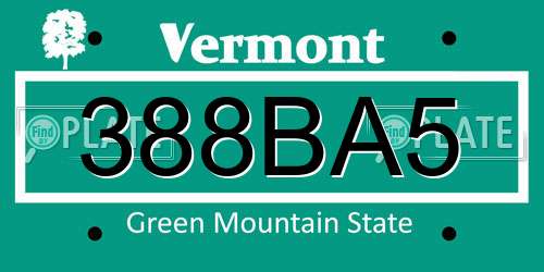 388BA5 Vermont License Plate