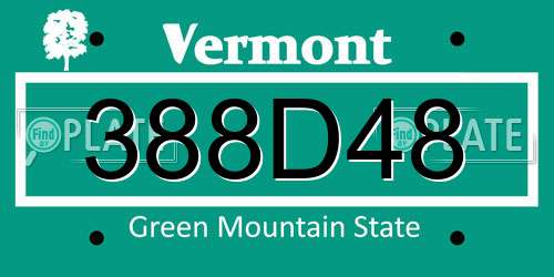 388D48 Vermont License Plate