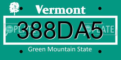 388DA5 Vermont License Plate