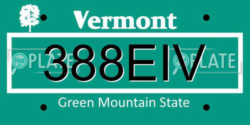 388EIV Vermont License Plate