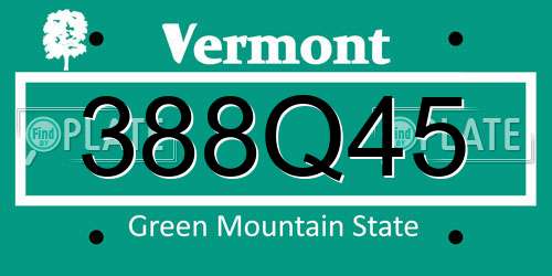 388Q45 Vermont License Plate