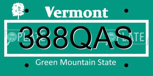 388QAS Vermont License Plate
