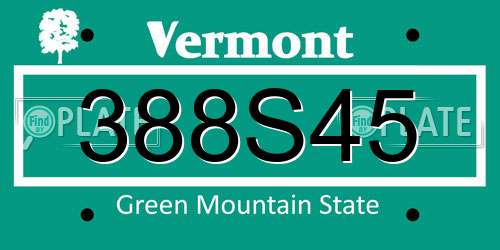 388S45 Vermont License Plate