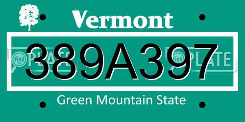389A397 Vermont License Plate