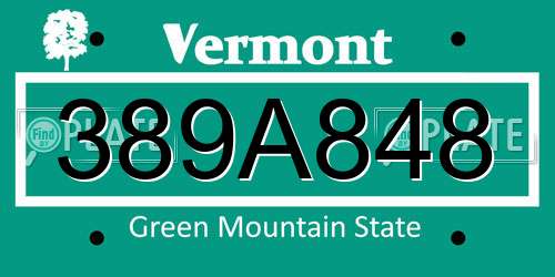 389A848 Vermont License Plate