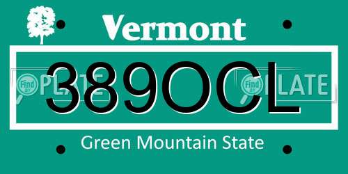 389OCL Vermont License Plate