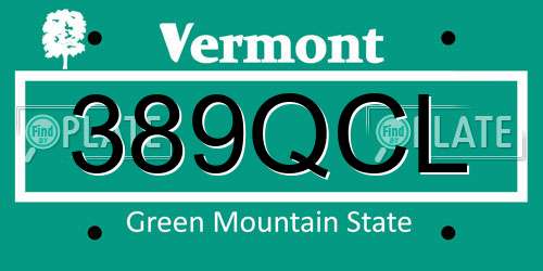 389QCL Vermont License Plate
