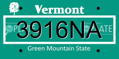 3916NA Vermont License Plate