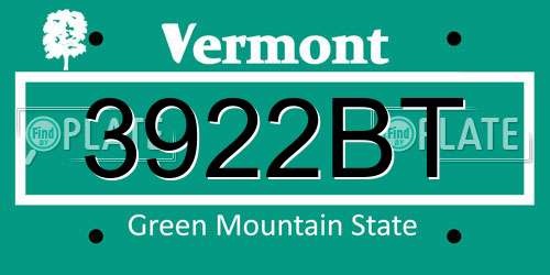 3922BT Vermont License Plate