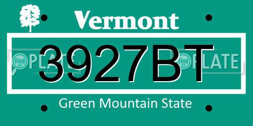 3927BT Vermont License Plate
