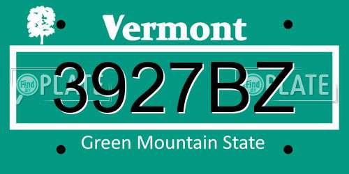 3927BZ Vermont License Plate
