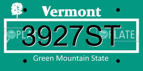3927ST Vermont License Plate