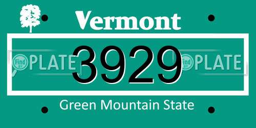 3929 Vermont License Plate