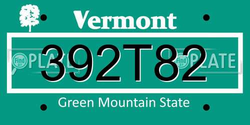 392T82 Vermont License Plate
