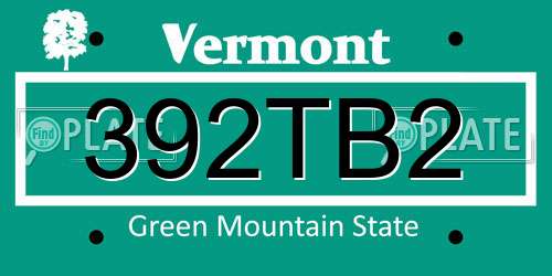 392TB2 Vermont License Plate