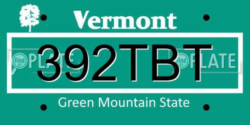 392TBT Vermont License Plate