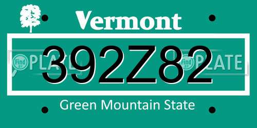 392Z82 Vermont License Plate