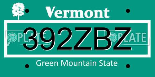 392ZBZ Vermont License Plate