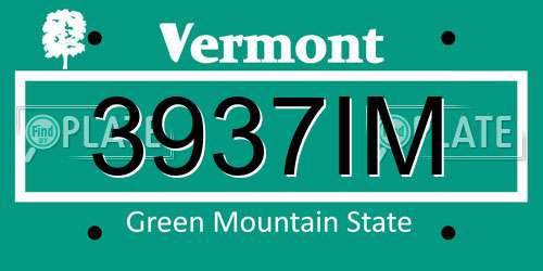 3937IM Vermont License Plate