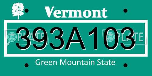 393A103 Vermont License Plate