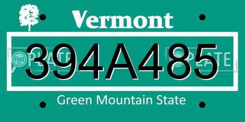 394A485 Vermont License Plate